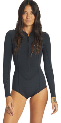 2024 Billabong Womens Salty Dayz Long Sleeve 2mm Shorty Wetsuit ABJW400100 - Black